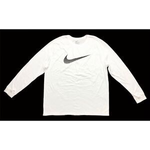 Nike white athletic cut power up swoosh long sleeve tee